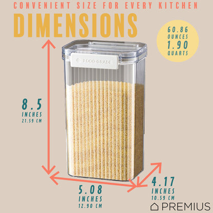 PREMIUS Plastic Food Storage Container, Rectangle, Clear-Natural