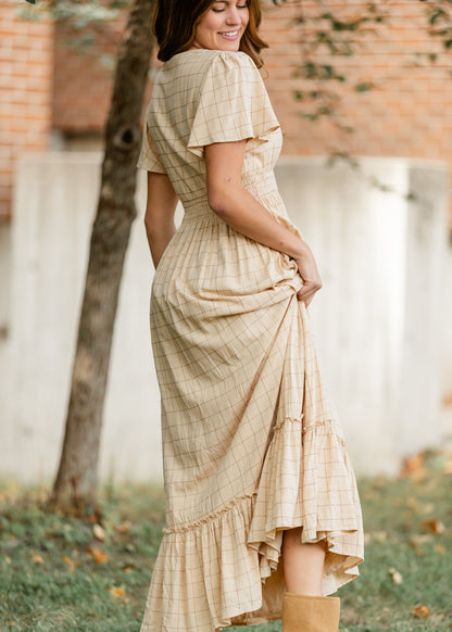 Isabella Windowpane Maxi Dress