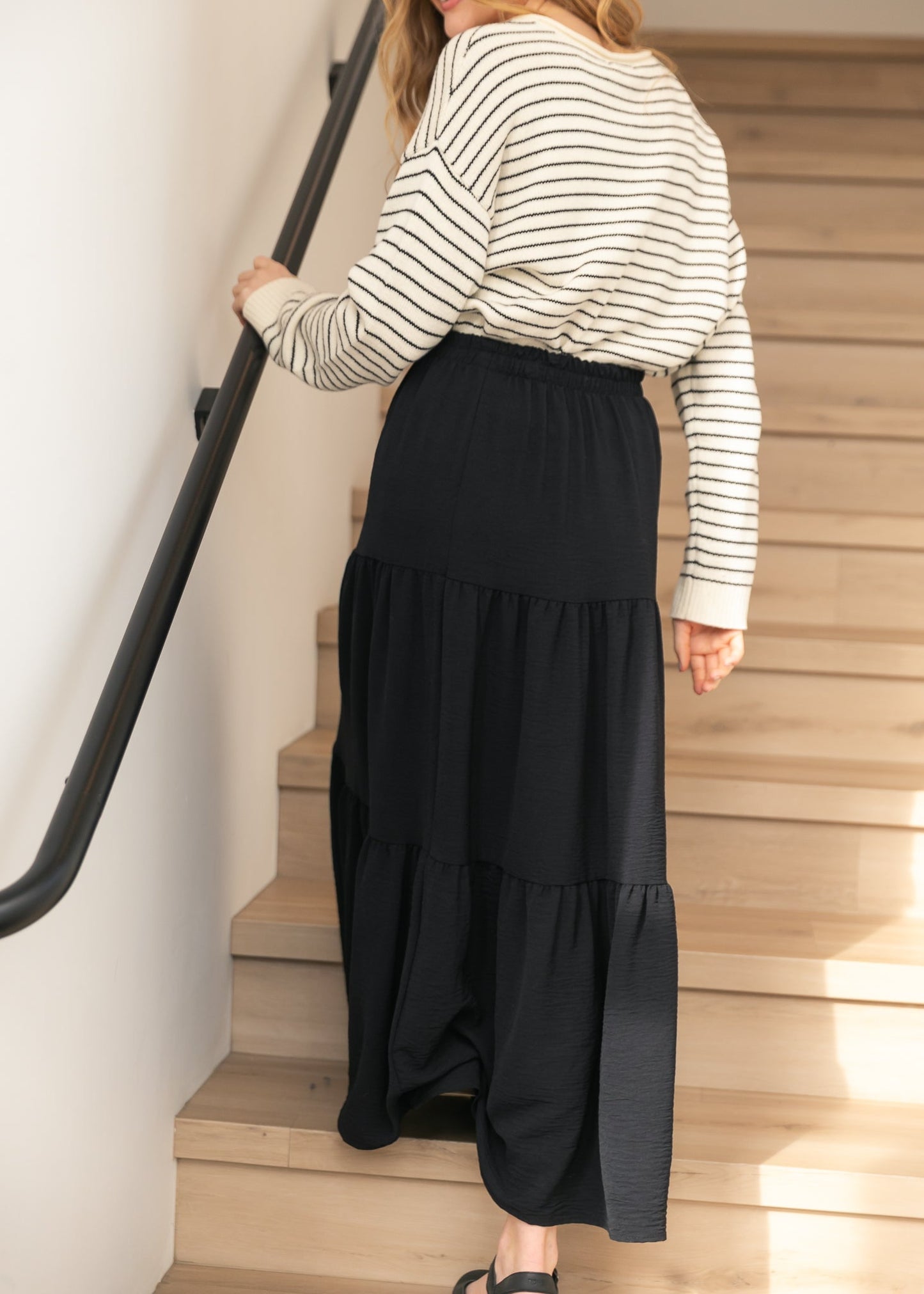 Jill Stretch Waist Tiered Maxi Skirt