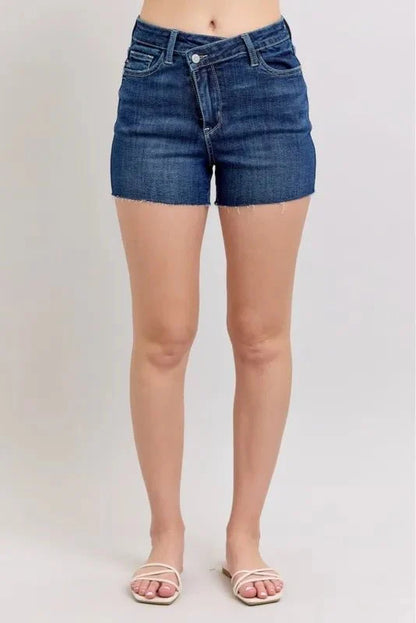 Judy Blue High Waist Criss-Cross Waistband Denim Shorts