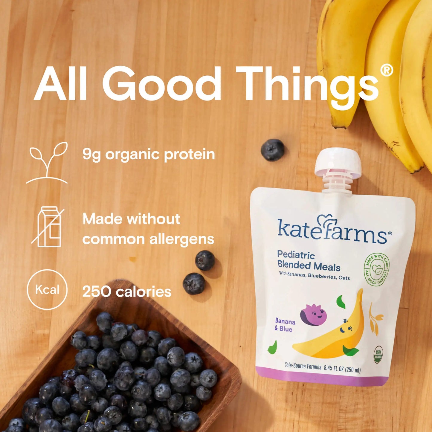Kate Farms Pediatric Blended Meals, Banana & Blueberry, CS/12