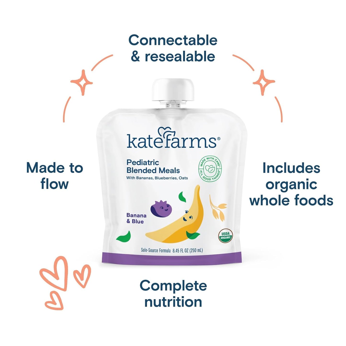 Kate Farms Pediatric Blended Meals, Banana & Blueberry, CS/12
