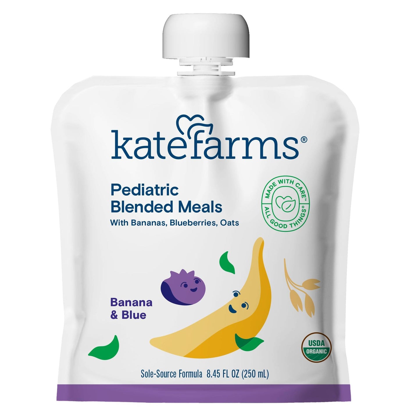 Kate Farms Pediatric Blended Meals, Banana & Blueberry, CS/12