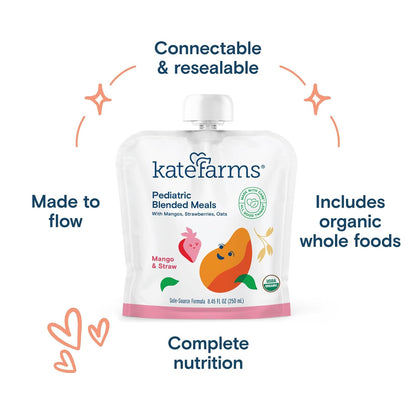 Kate Farms Pediatric Blended Meals, Mango & Strawberry, CS/12
