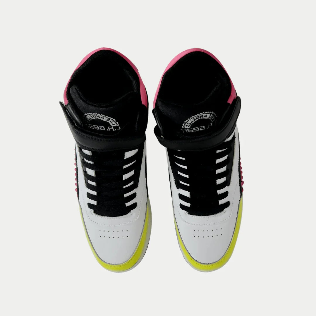 LA Gear Women's Flame Retro Hightop | Black x Pink x Lime