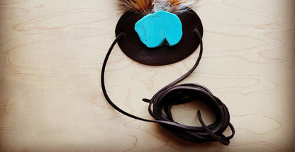 **Turquoise/Black Fluffy Feather Hat Band (Band Only) 983m