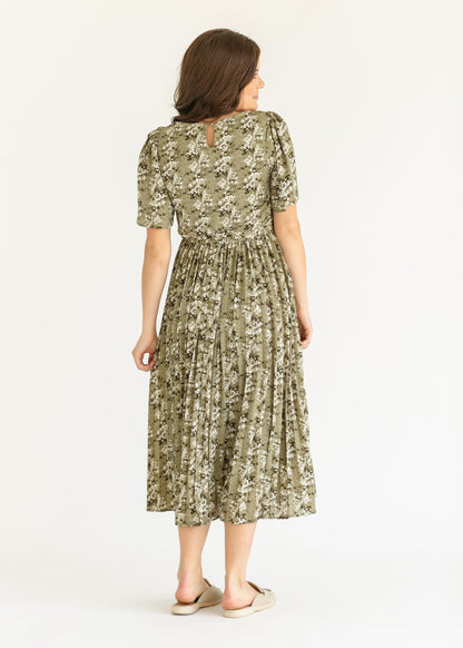 Louise Short Sleeve Pleated Midi Dress