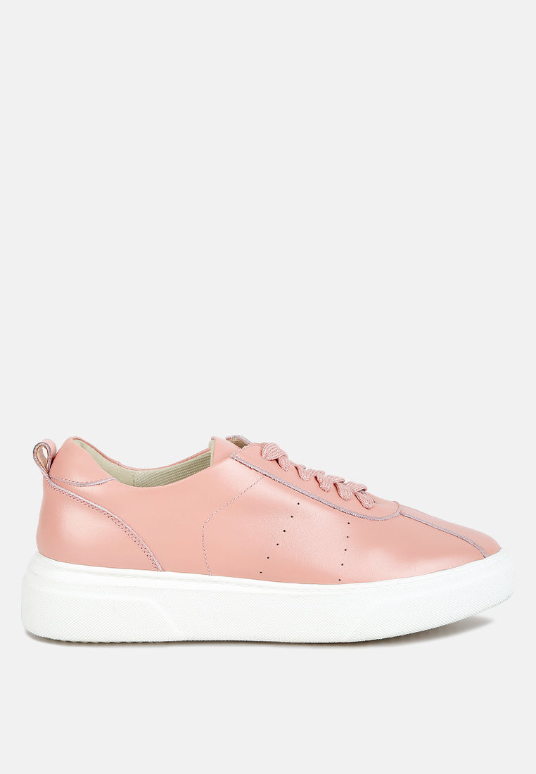 Magull Solid Lace Up Leather Sneakers