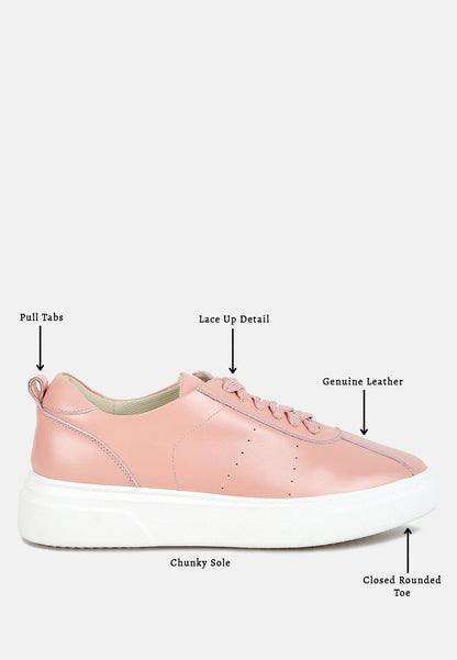 Magull Solid Lace Up Leather Sneakers