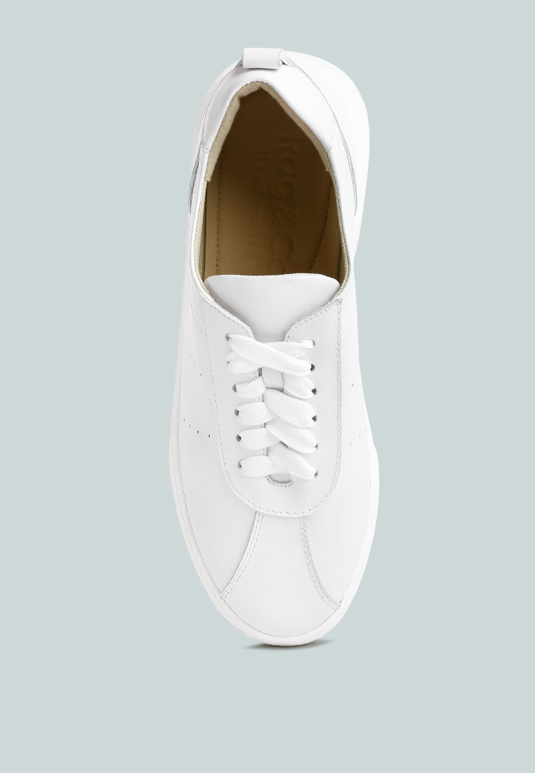 Magull Solid Lace Up Leather Sneakers