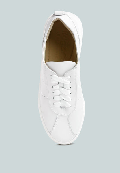 Magull Solid Lace Up Leather Sneakers