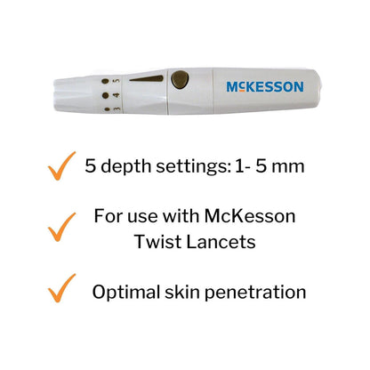 McKesson Adjustable Depth Lancing Device, Spring-Loaded Trigger Button