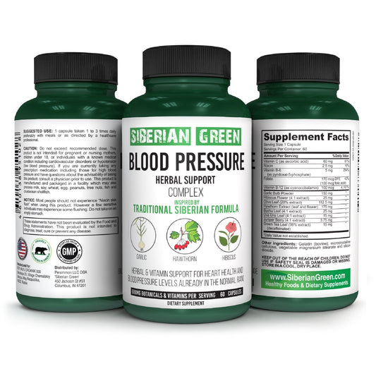 Herbal Cardio Pressure Support Siberian Green 60 Caps - Hawthorn Hibiscus Garlic