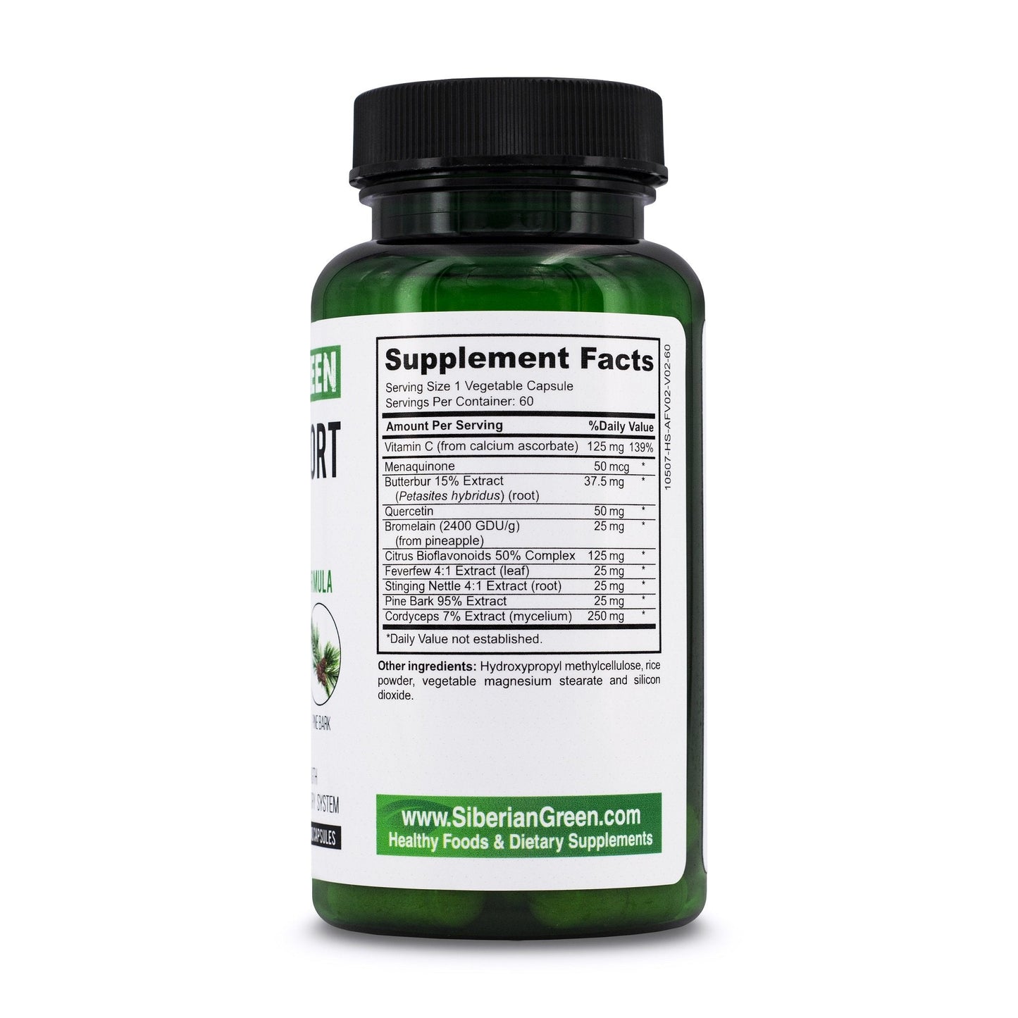 Herbal Lung Support – Quercetin, Pine Bark, Citrus Bioflavonoids | 60 Capsules by Siberian Green