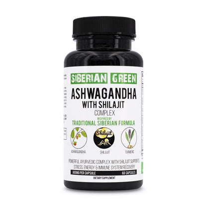 Ashwagandha with Altai Shilajit & Turmeric | Ayurvedic Herbal Complex 60 Capsules