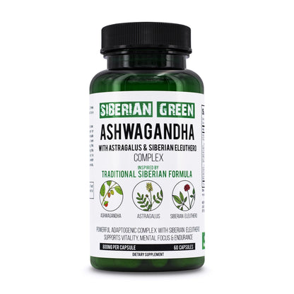 Organic Ashwagandha, Astragalus & Siberian Ginseng Complex – 60 Vegan Capsules