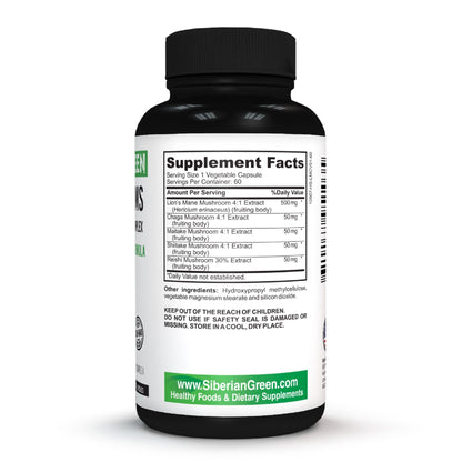 Siberian Green 5 Mushrooms Complex- 60 Vegan Capsules