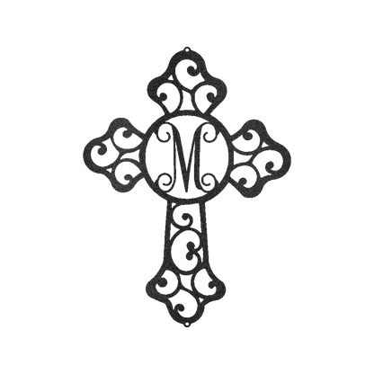 Initial Cross Personalized Gifts - Custom Metal Sign