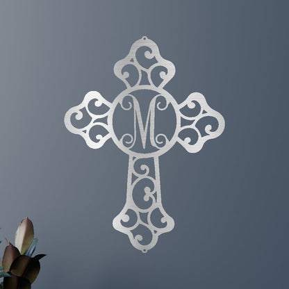 Initial Cross Personalized Gifts - Custom Metal Sign