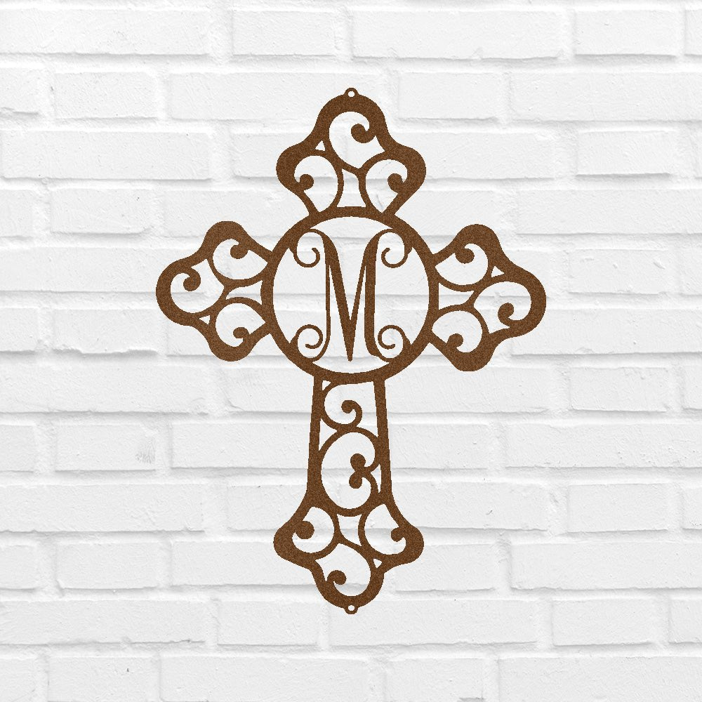 Initial Cross Personalized Gifts - Custom Metal Sign