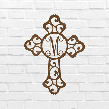 Initial Cross Personalized Gifts - Custom Metal Sign