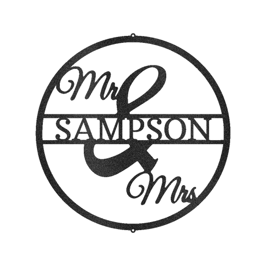 Mr and Mrs Circle Personalized Gifts - Custom Metal Sign