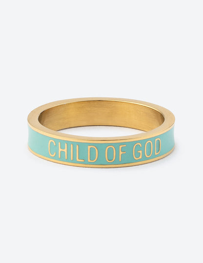 Mint Enamel Child of God Ring