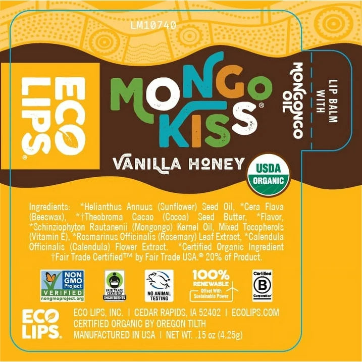 Eco Lips Organic Vanilla Honey Lip Balm, 15 Pack, 0.25 Oz Each