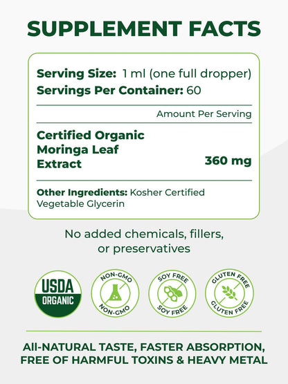 Moringa Leaf Extract Drops Pura Vida 2fl oz (60ml)