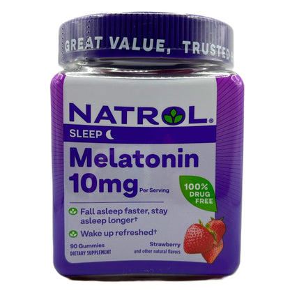 Natrol Melatonin Gummies – Strawberry Flavor, 10 mg per serving (90 Gummies)