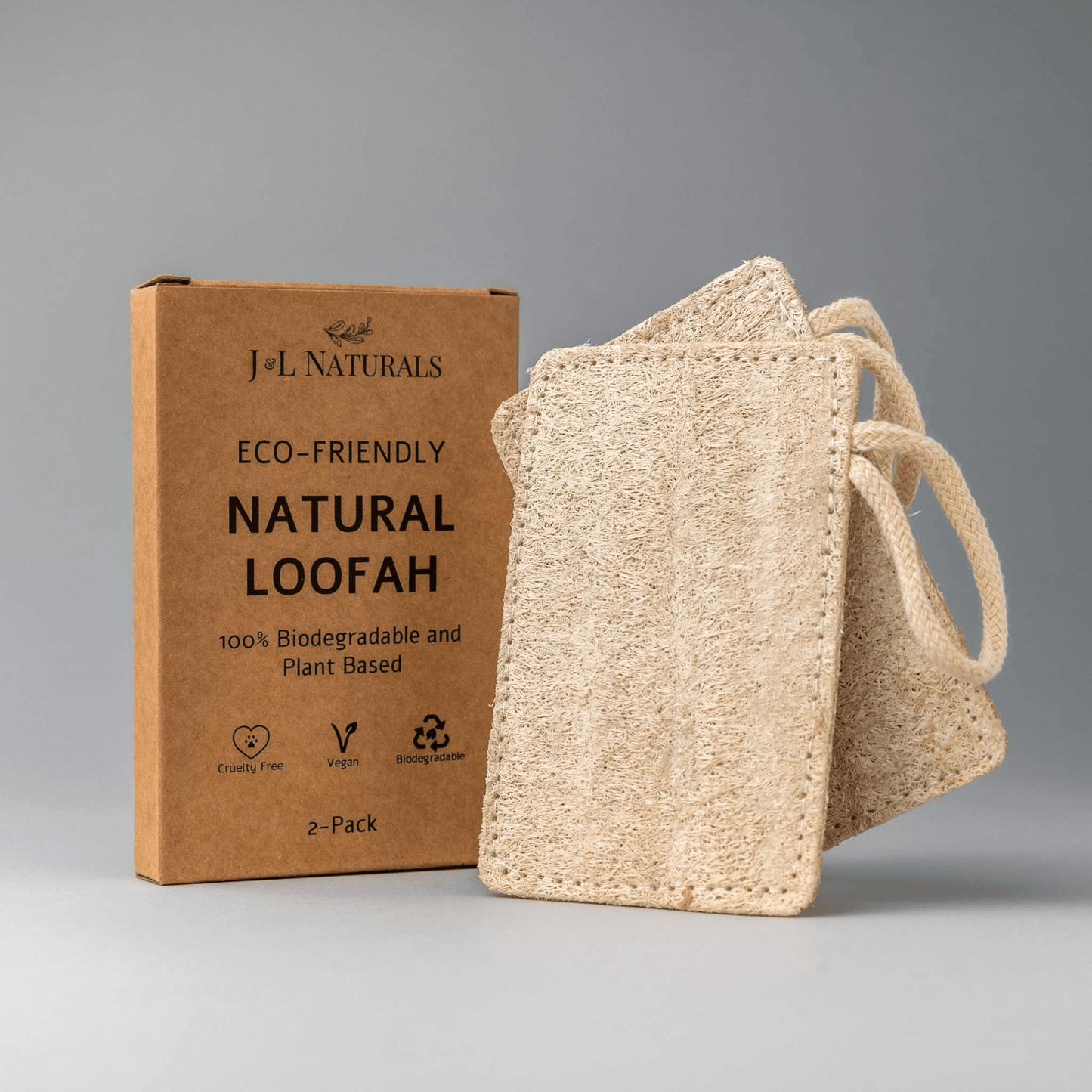Natural Loofah Pads 2-Pack | Plant-Based Exfoliating Duo