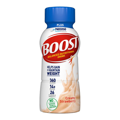 Nestle Boost Plus Nutritional Drink, Creamy Strawberry, 8 oz Bottle, CS/24