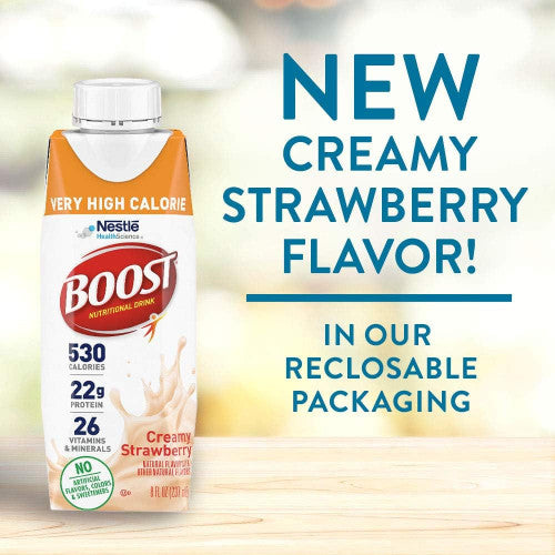 Nestle Boost Very High Calorie (VHC), Strawberry, 8 oz Carton, CS/24