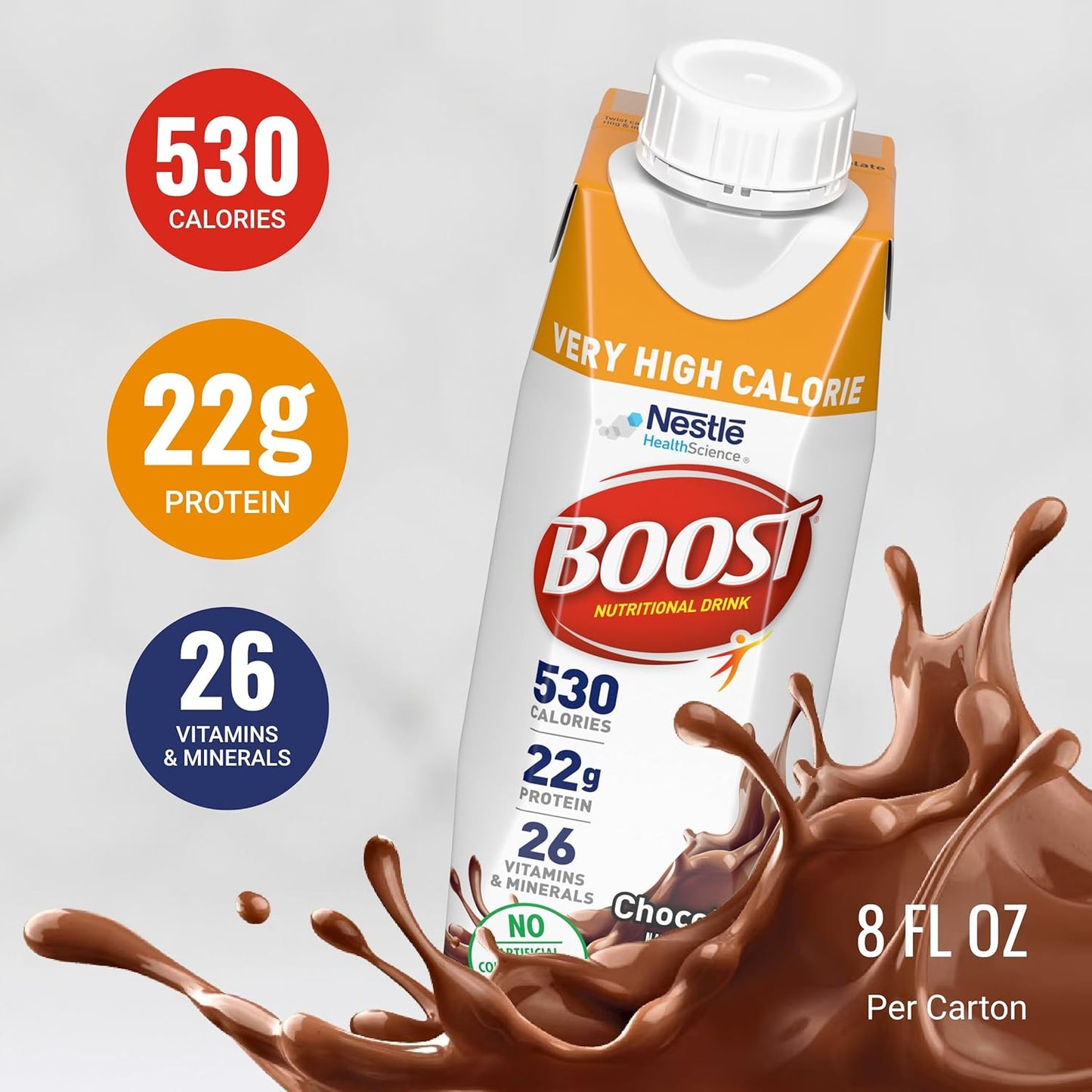 Nestle Boost Very High Calorie (VHC), Chocolate, 8 oz Carton, Case/24