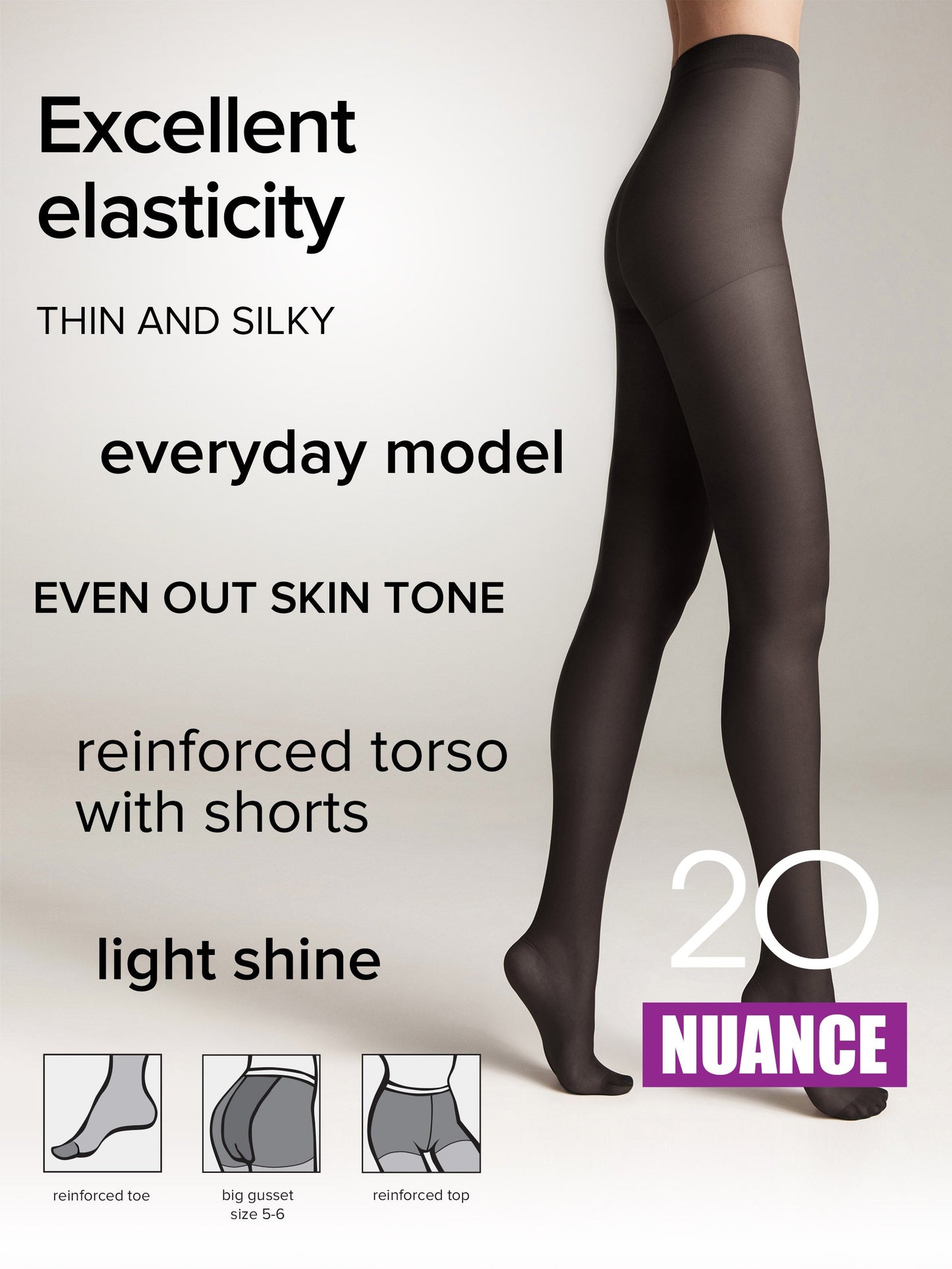 Tights Conte Nuance 20 Den - Reinforced Shorts