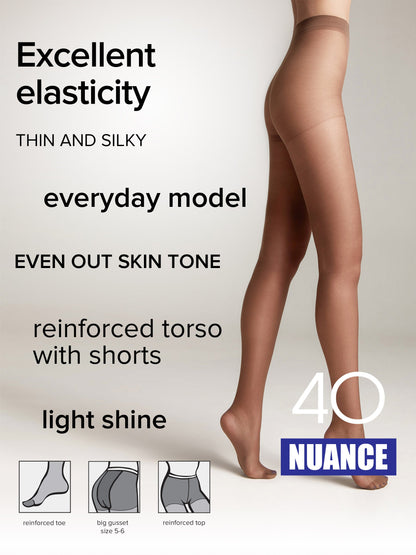 Tights Conte Nuance 40 Den - Reinforced Shorts