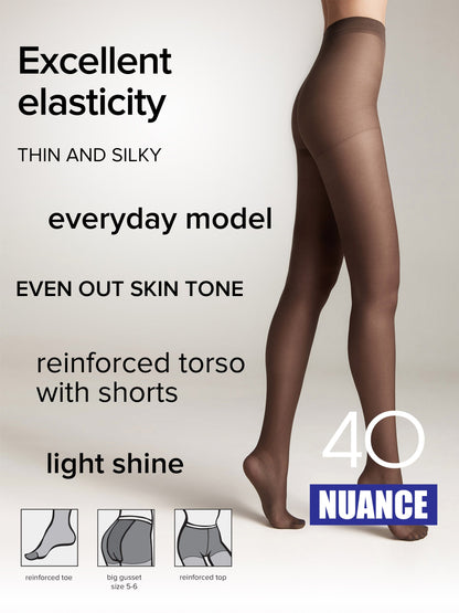 Tights Conte Nuance 40 Den - Reinforced Shorts