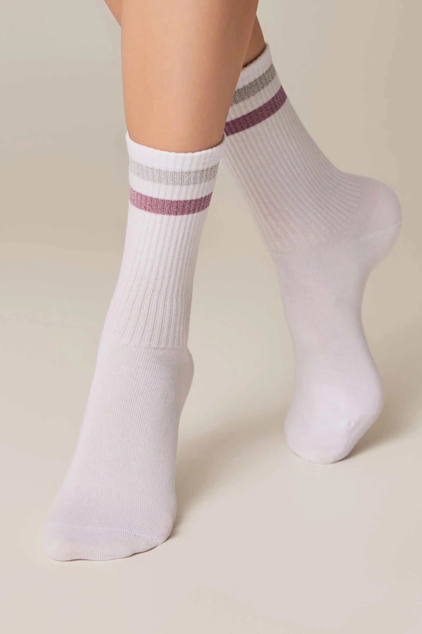 Conte Cotton Long Socks Active 157 - Lurex Stripes