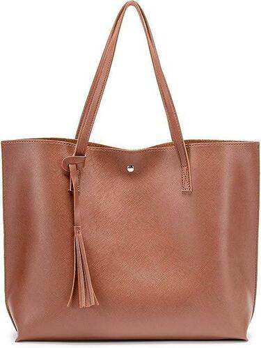 Nodykka Womens Tote Bags Satchel Handbags PU Faux Leather Shoulder Purse Brown