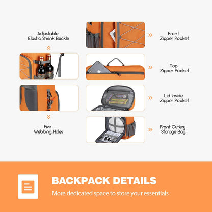 35 Can Backpack Cooler Leakproof,Insulated / Camping Cooler,Backpack Orange