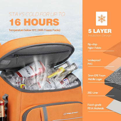 35 Can Backpack Cooler Leakproof,Insulated / Camping Cooler,Backpack Orange