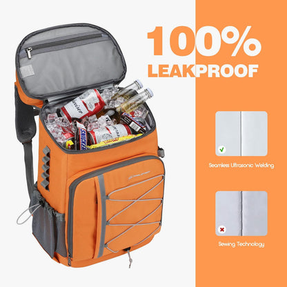 35 Can Backpack Cooler Leakproof,Insulated / Camping Cooler,Backpack Orange