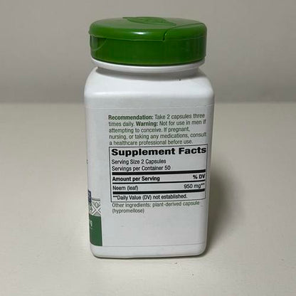 Nature's Way Neem Leaf Traditional Ayurvedic Intestinal Remedy 950 mg, 100 Count