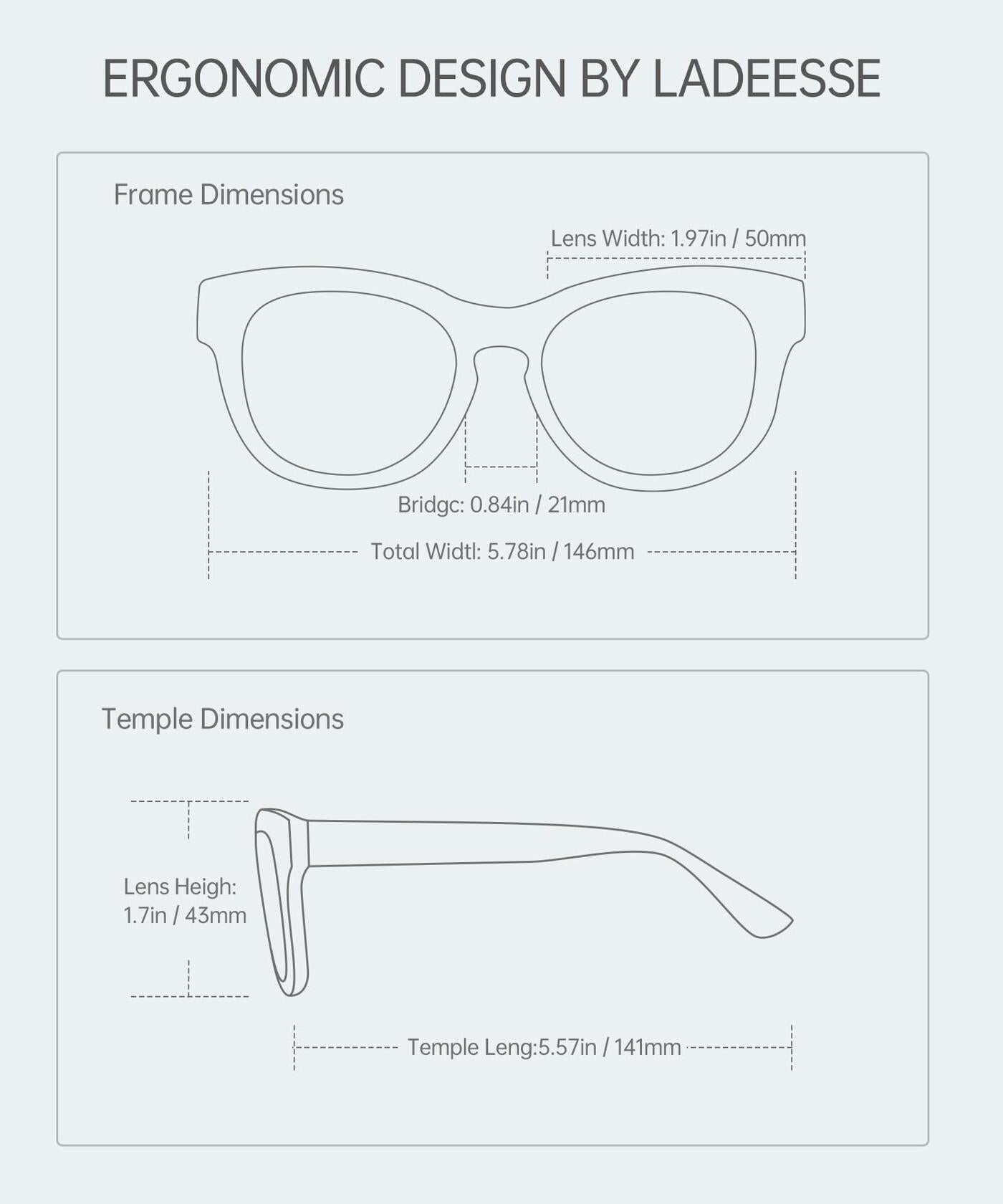 LADEESSE 3 Pack Oprah Style Reading Glasses +2.50 Blue Light Blocking