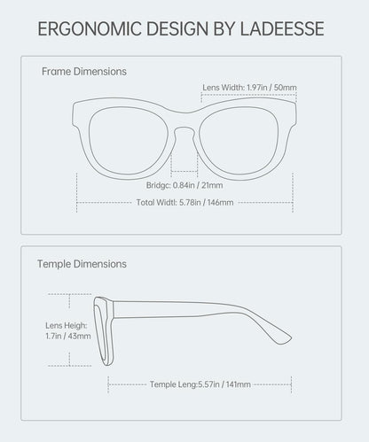 LADEESSE 3 Pack Oprah Style Reading Glasses +2.50 Blue Light Blocking