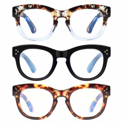 LADEESSE 3 Pack Oprah Style Reading Glasses +2.50 Blue Light Blocking