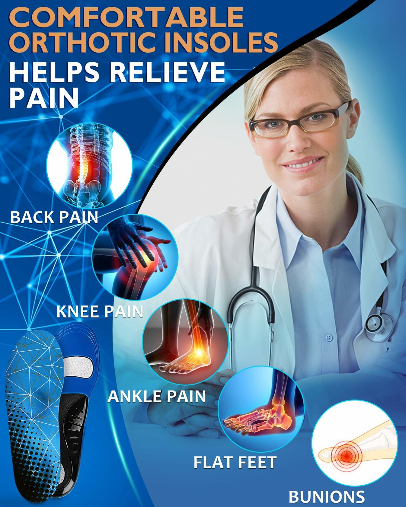 Ailaka Comfort Insoles for Men & Women – Arch Support, 220lbs+, All-Day Use