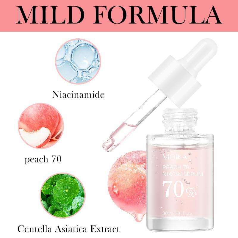 Moika Peach 70 Niacinamide Serum 30ml Hydrating Brightening Face Serum - New