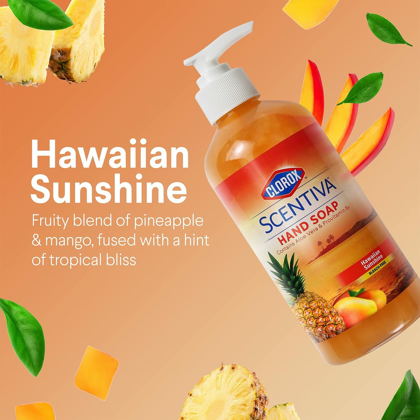 Clorox Scentiva Liquid Hand Soap 14oz Hawaiian Sunshine Scent Bleach-Free