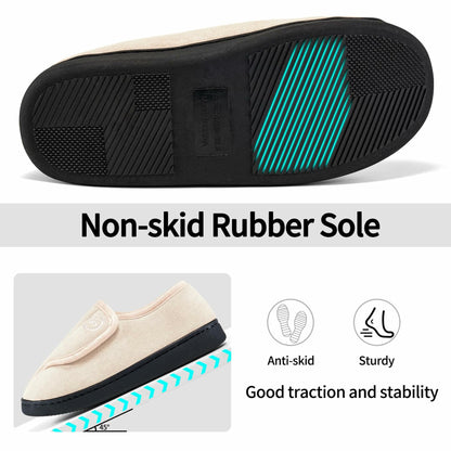 HARENCE Women's Slippers Memory Foam Adjustable Fur Lined Size 38/39